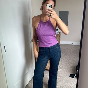 Metallic purple halter top